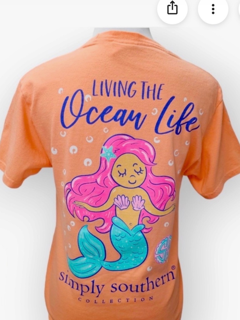 Simply Southern sz Small Peach cotton Mermaid graphic ocean t-shirt short sleeve